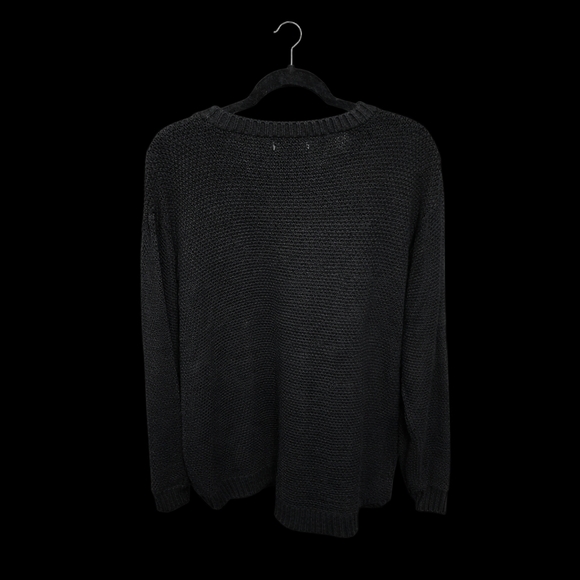 Zenana Black Knit Crewneck Sweater | Cozy Oversized | 2X/3X - Picture 4 of 4